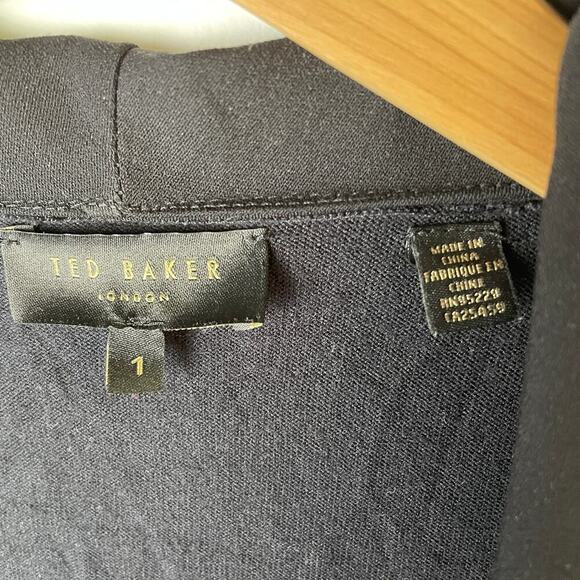 Ted Baker Faiyly Woven Front Wrap Black Cardigan Size 1 (Extra Small) - Picture 4 of 6